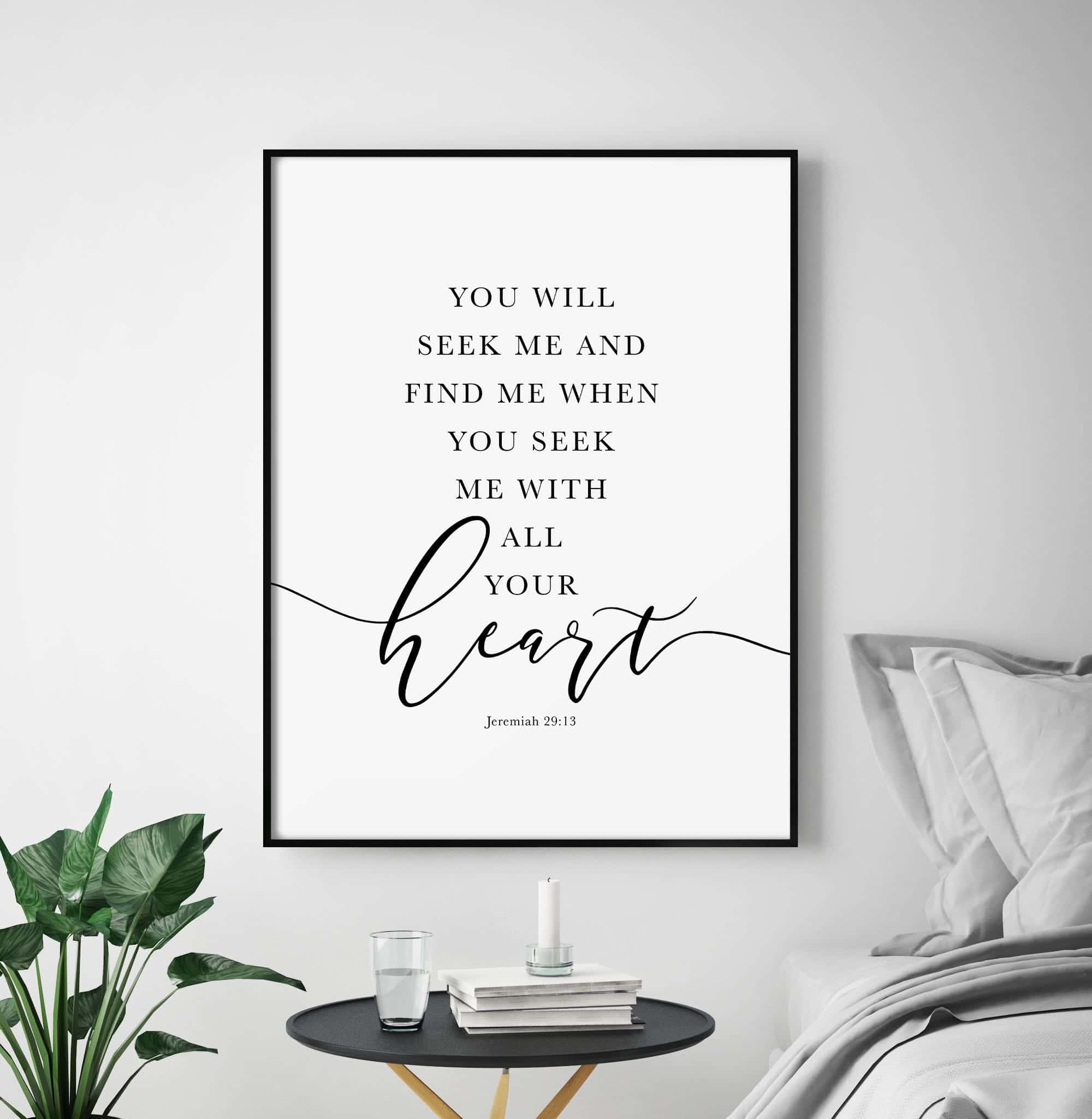 Seek God with all your Heart, Jeremiah 29:13 | Single, Christian Wall Art, A2 at XILEF Art